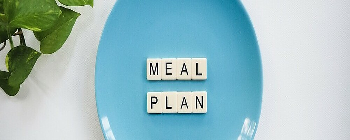 Meal Plan Wrote on a Blue Plate