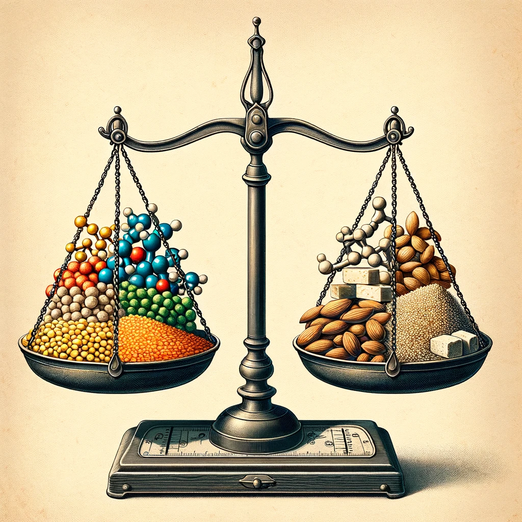 Scale balancing amino acids and plant protein