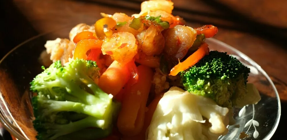 Broccoli, carrots, and cauliflower bowl